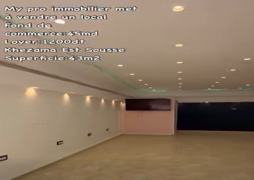 A VENDRE- UN LOCAL FOND DE COMMERCE - Bien immobilier à {"id":20,"country_id":219,"name":"SOUSSE","slug":"sousse"} - Agence My Pro Immobilier